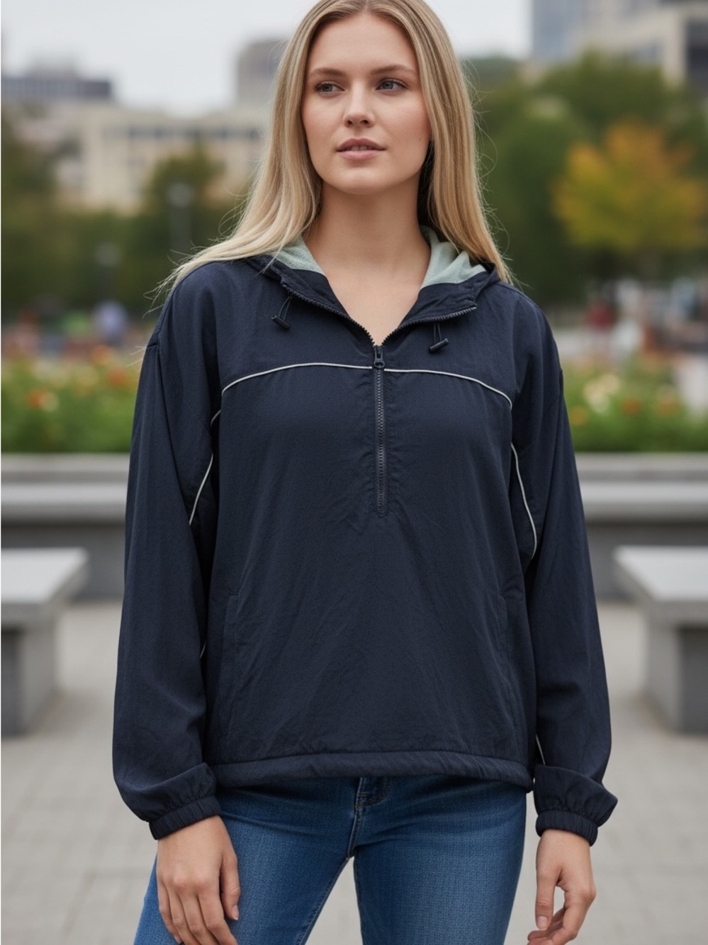 Free People FP Movement Cropped Mesh Pullover Hoodie